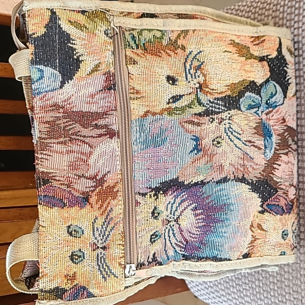 Vintage Kitten Cat Print Tapestry Reusable Tote Shoulder Shopping Bag
